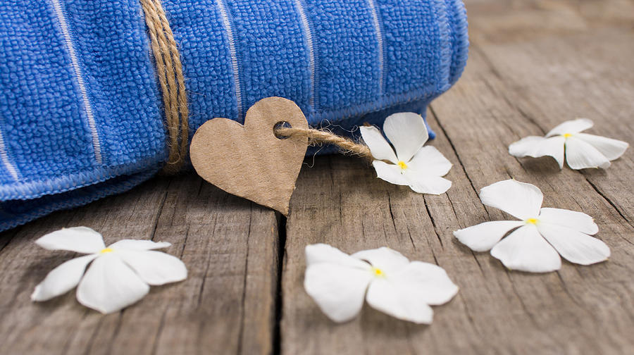 Flower Photograph - Rolled up towel and paper heart by Aged Pixel