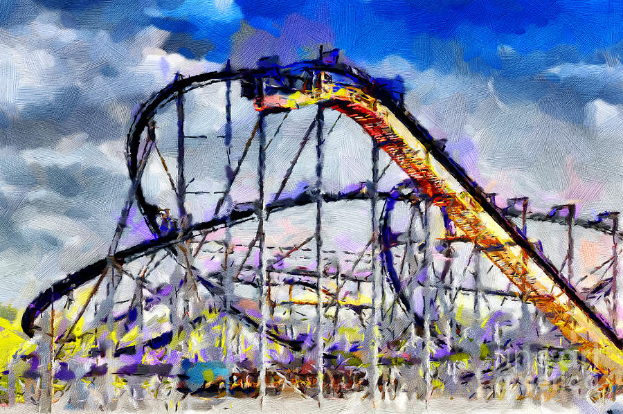 Roller Coaster Painting Painting by Magomed Magomedagaev