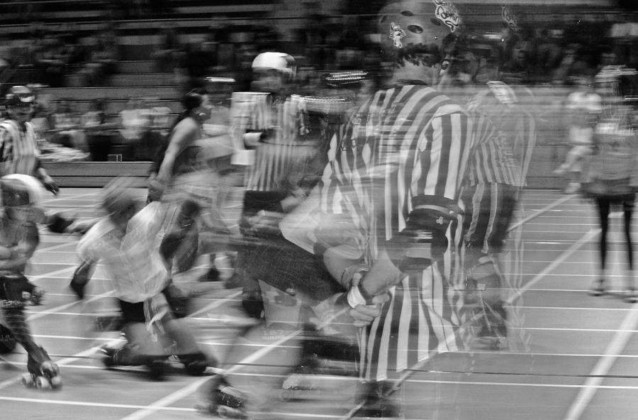 Womens Roller Derby Motion Blur Photograph by Venetia Featherstone-Witty