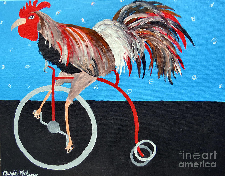 Rollin Rooster Painting by Art Dingo