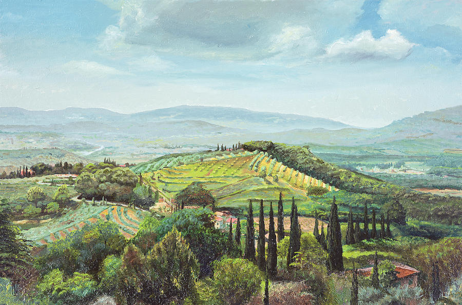 Rolling Hills, Pistoia, Tuscany Oil On Canvas Photograph By Trevor Neal 