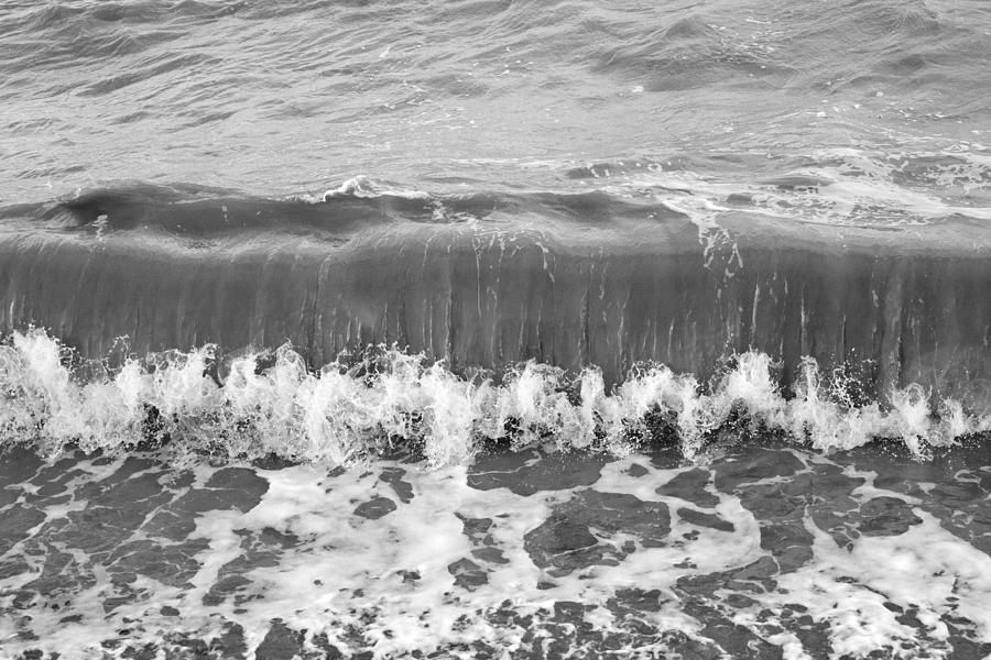 Black And White Photograph - Rolling Sea Wave - Black and White by Natalie Kinnear
