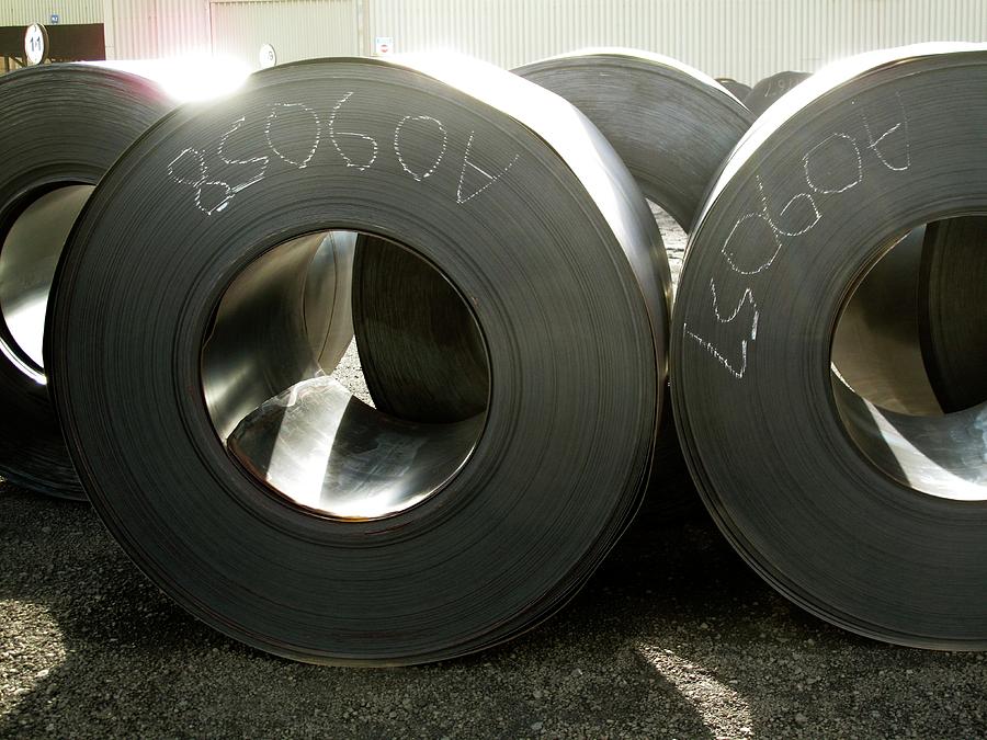 Steel Photograph - Rolls Of Steel Sheets by Cordelia Molloy/science Photo Library