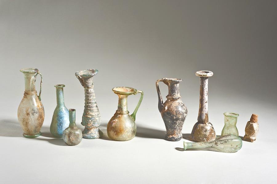Bottle Photograph - Roman and Islamic period glass bottles by Science Photo Library