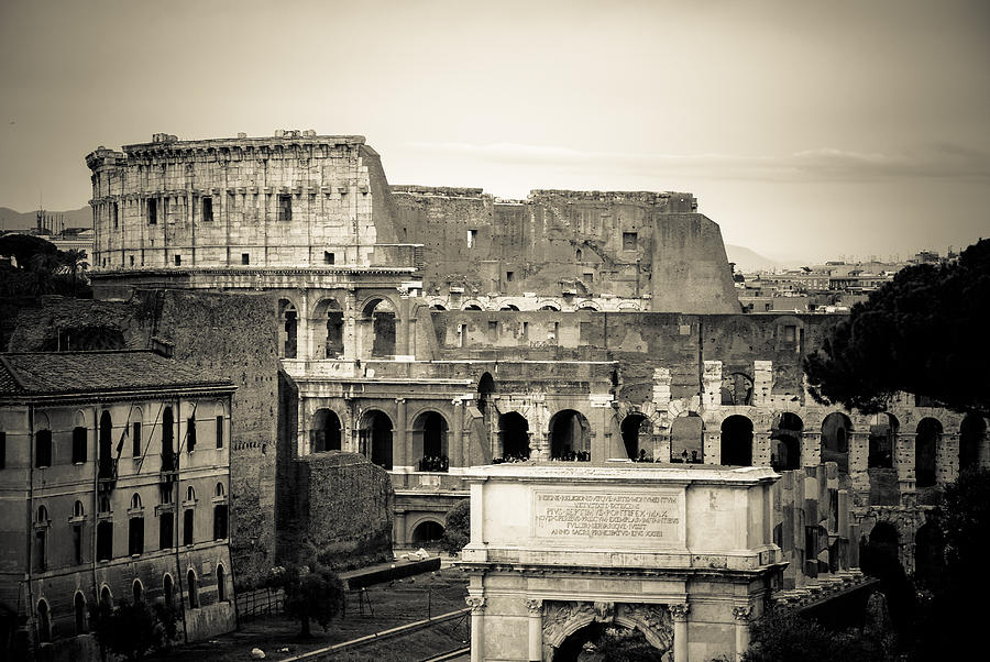 Architecture Photograph - Roman Coliseum and Arch by David Waldo
