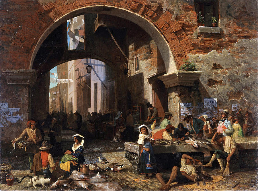 Roman Fish Market. Arch of Octavius Painting by Albert Bierstadt