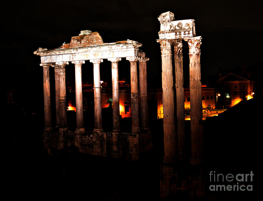 Roman Forum at Night Photograph by Nancy Bradley