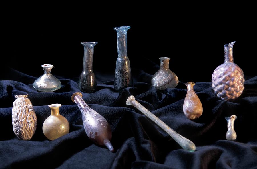 Still Life Photograph - Roman Perfume Bottles by Patrick Landmann/science Photo Library