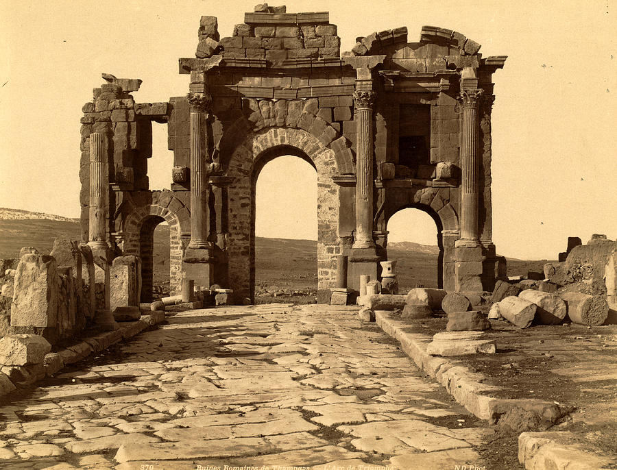 Byzantine Photograph - Roman Ruins Thamugas, Arc De Triomphe, Algiers, Neurdein by Litz Collection