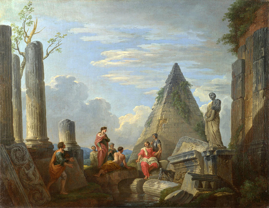 Roman Ruins with Figures Painting by Giovanni Paolo Panini