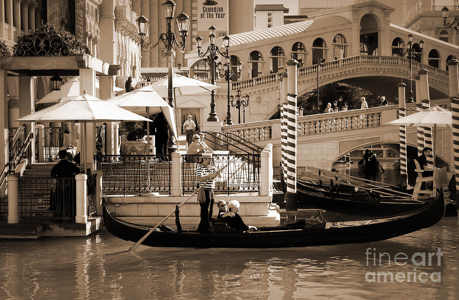 Romance at the Venetian Sepia Tones Photograph by Mary Lou Chmura