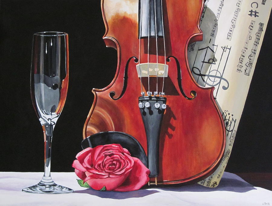 Music Painting - Romance Me with Violin by Lillian  Bell