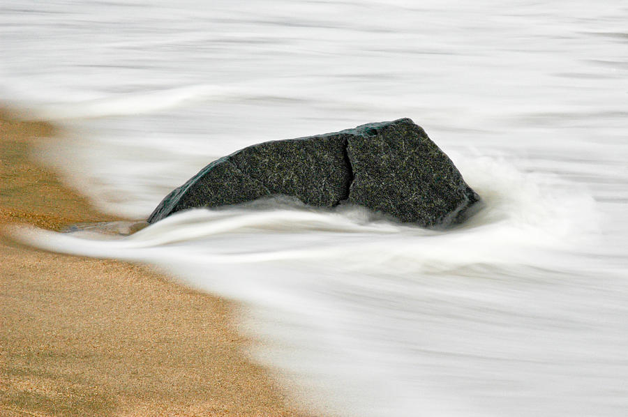 Surf Caresses A Lonely Stone Photograph by Gary Slawsky