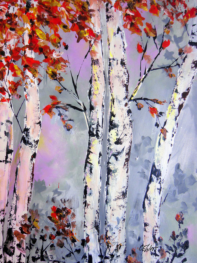 Romancing the trees Painting by Cheryl Ehlers