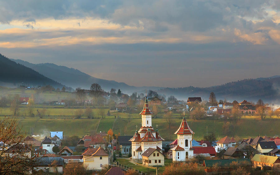 Fall Photograph - Romania, Bucovina, Campulung by Emily Wilson