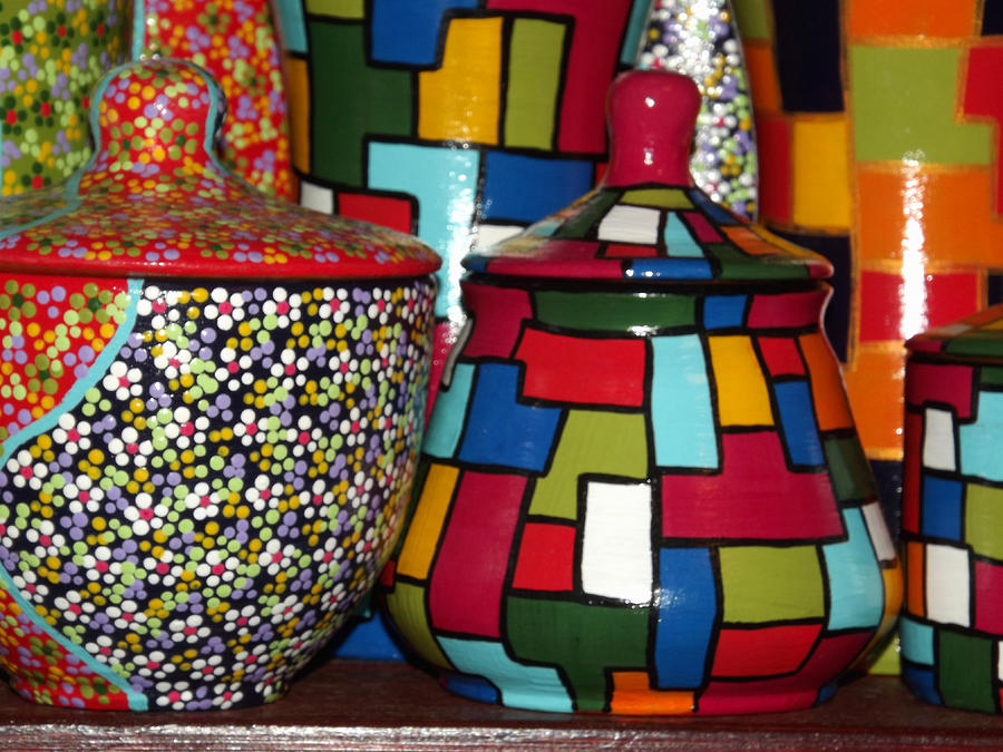 Romanian Photograph - Romanian colourful pottery by Marius Mitea