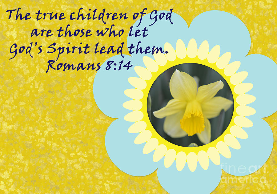 Romans 8 verse 14 Lookin For the Son Series without blue background Photograph by Barb Dalton
