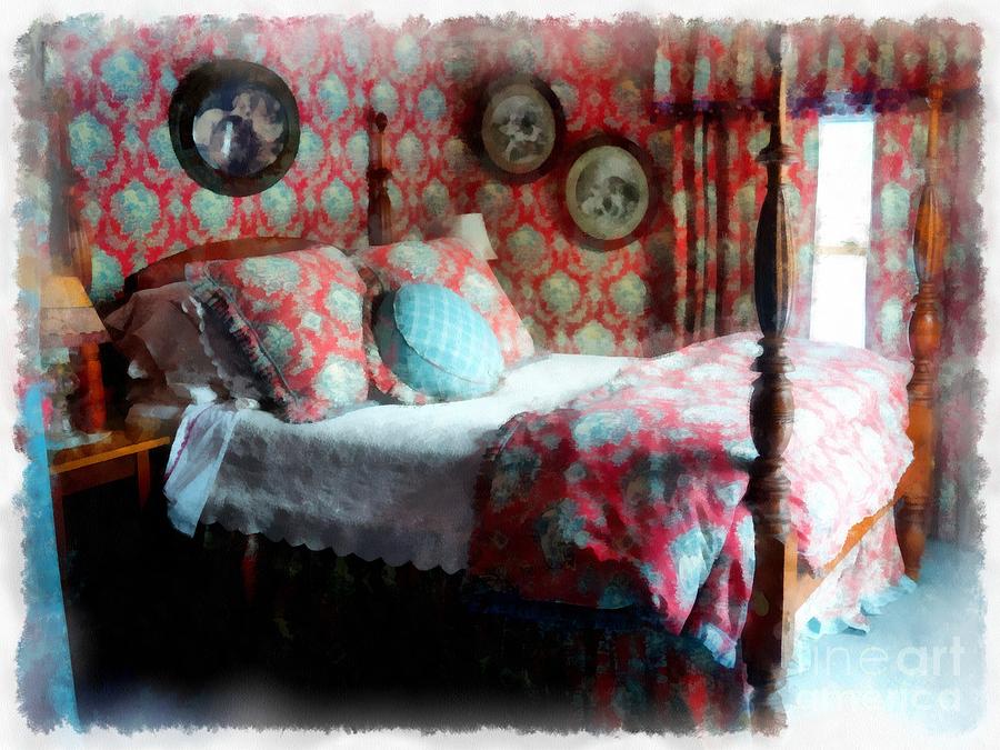 Bed Photograph - Romantic Bedroom Watercolor by Edward Fielding