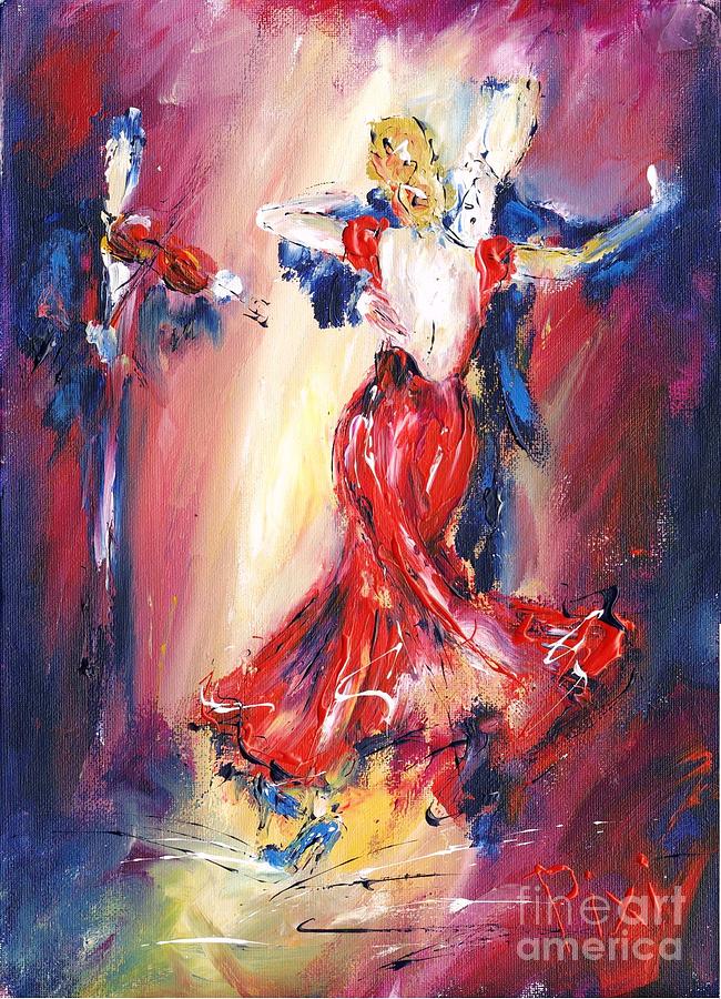 Our first dance - available as a signed and numbered art print on canvas see www.pixi-art.com Painting by Mary Cahalan Lee - aka PIXI