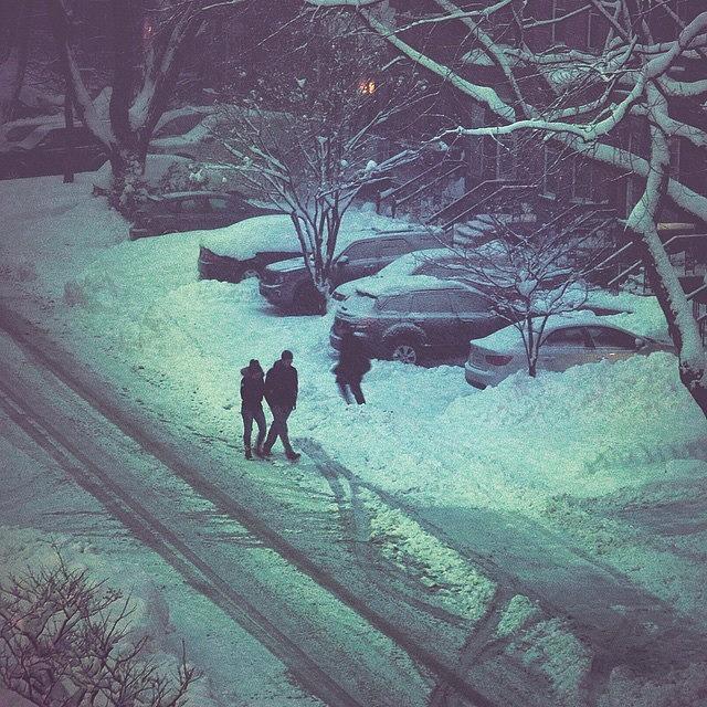 Winter Photograph - #romantic Evening Walks In The #snow by Austin H Kapfumvuti