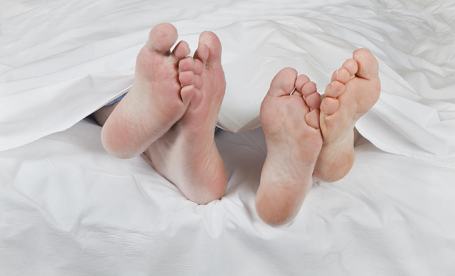 Romantic Senior Feet Under The Sheets Photograph by JodiJacobson