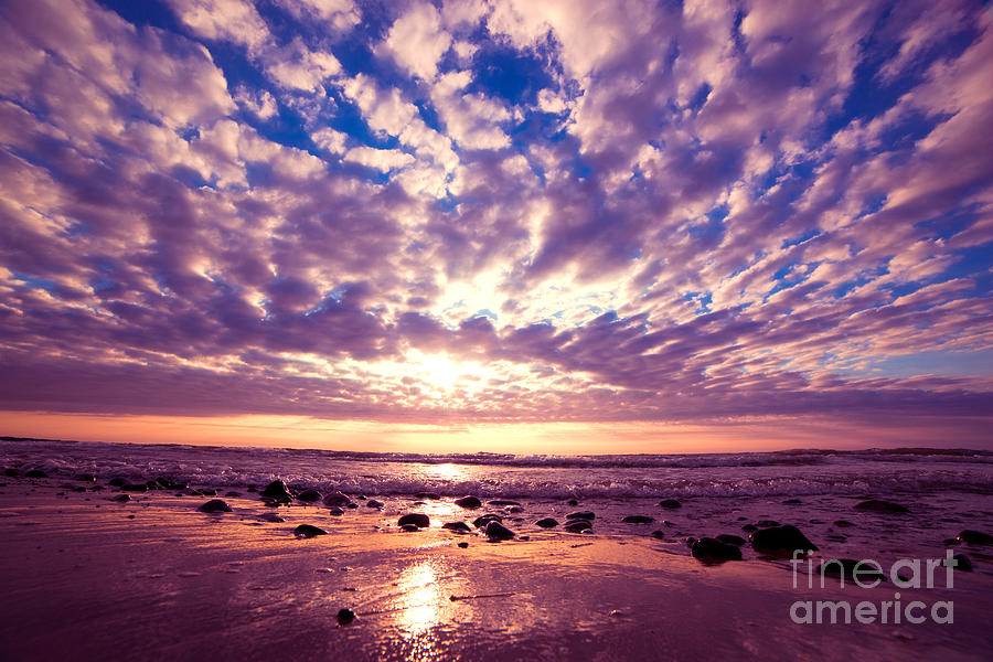 Romantic Sunrise Over Ocean Photograph