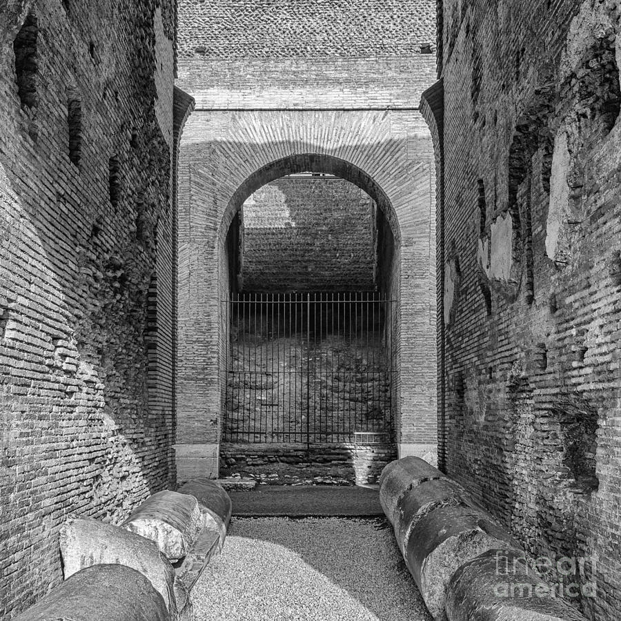 Rome Colosseum Interior Archway Mono Photograph