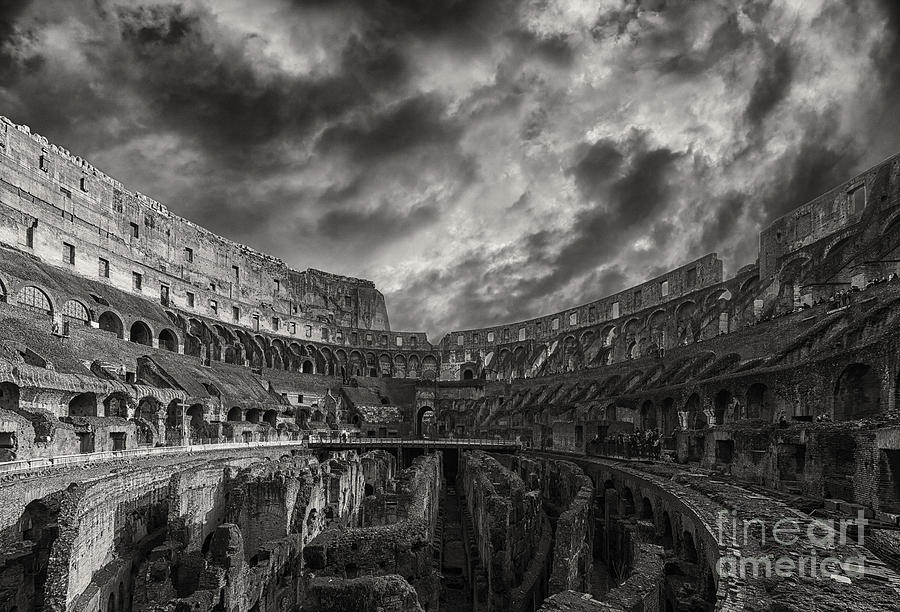 Rome Colosseum Interior Monochromatic Photograph by Antony McAulay