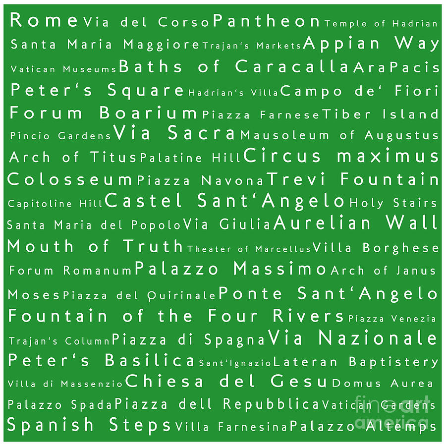 Rome in Words Green Photograph by Sabine Jacobs