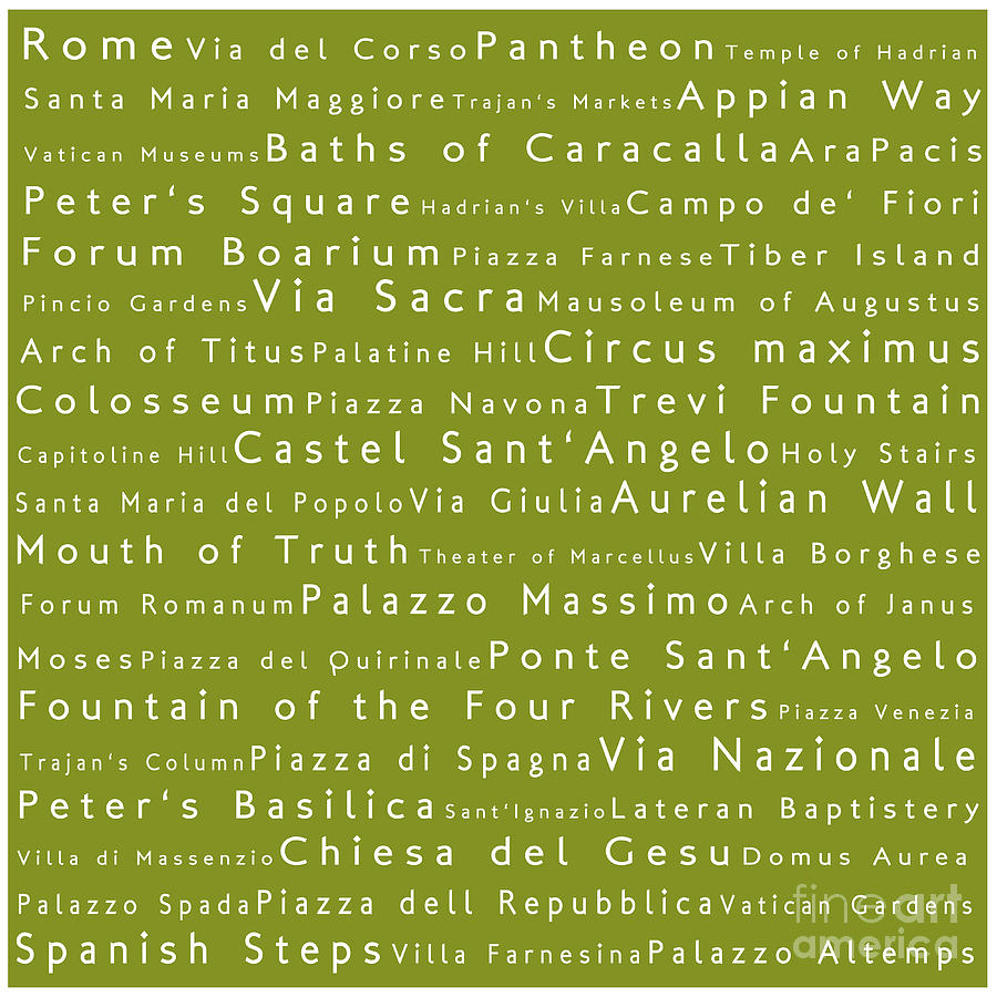 Rome In Words Olive Photograph