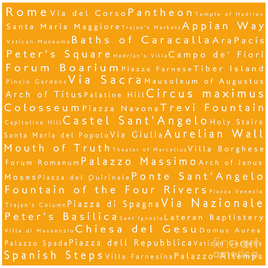 Rome in Words Orange Photograph by Sabine Jacobs
