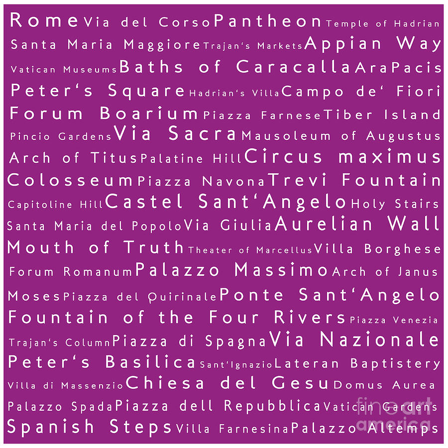 Rome in Words Pink Photograph by Sabine Jacobs