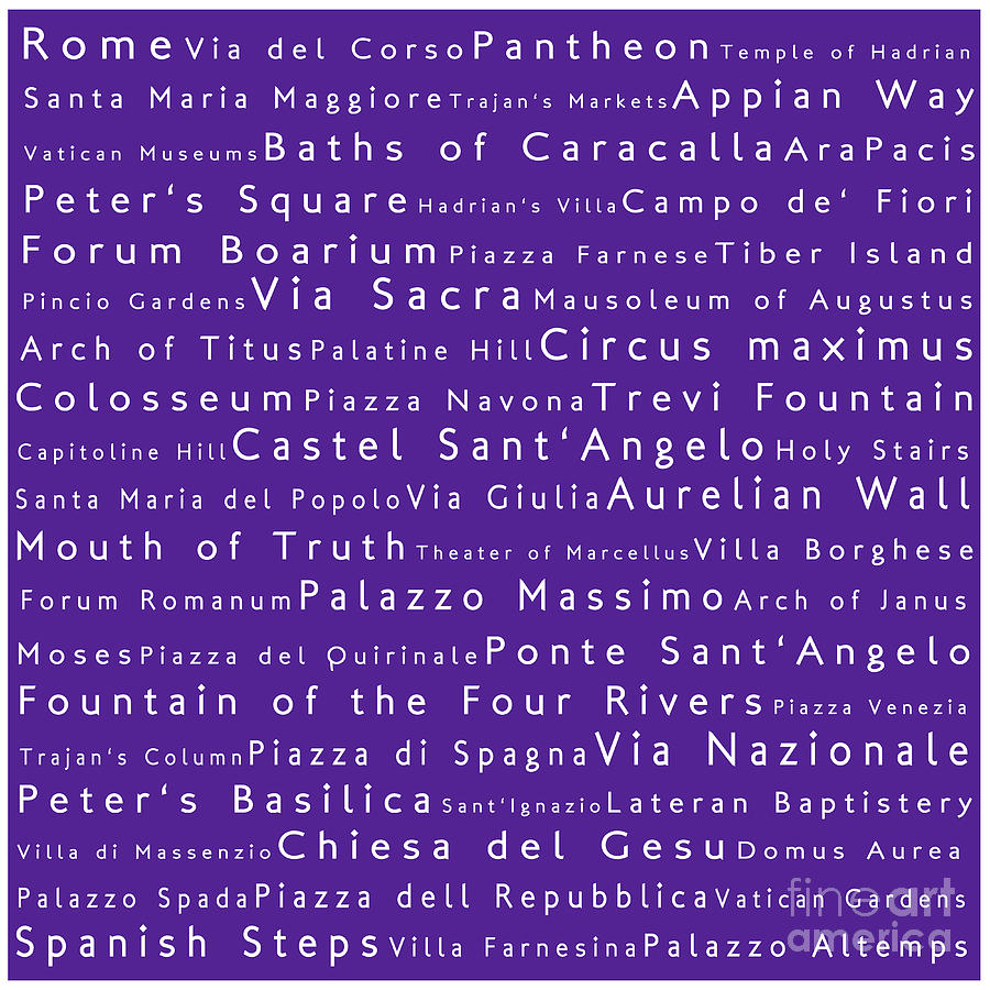 Rome in Words Purple Photograph by Sabine Jacobs