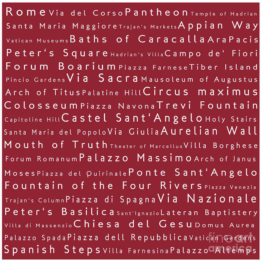 Rome in Words Red Photograph by Sabine Jacobs