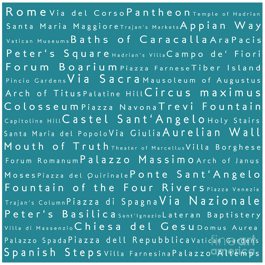 Rome in Words Teal Photograph by Sabine Jacobs