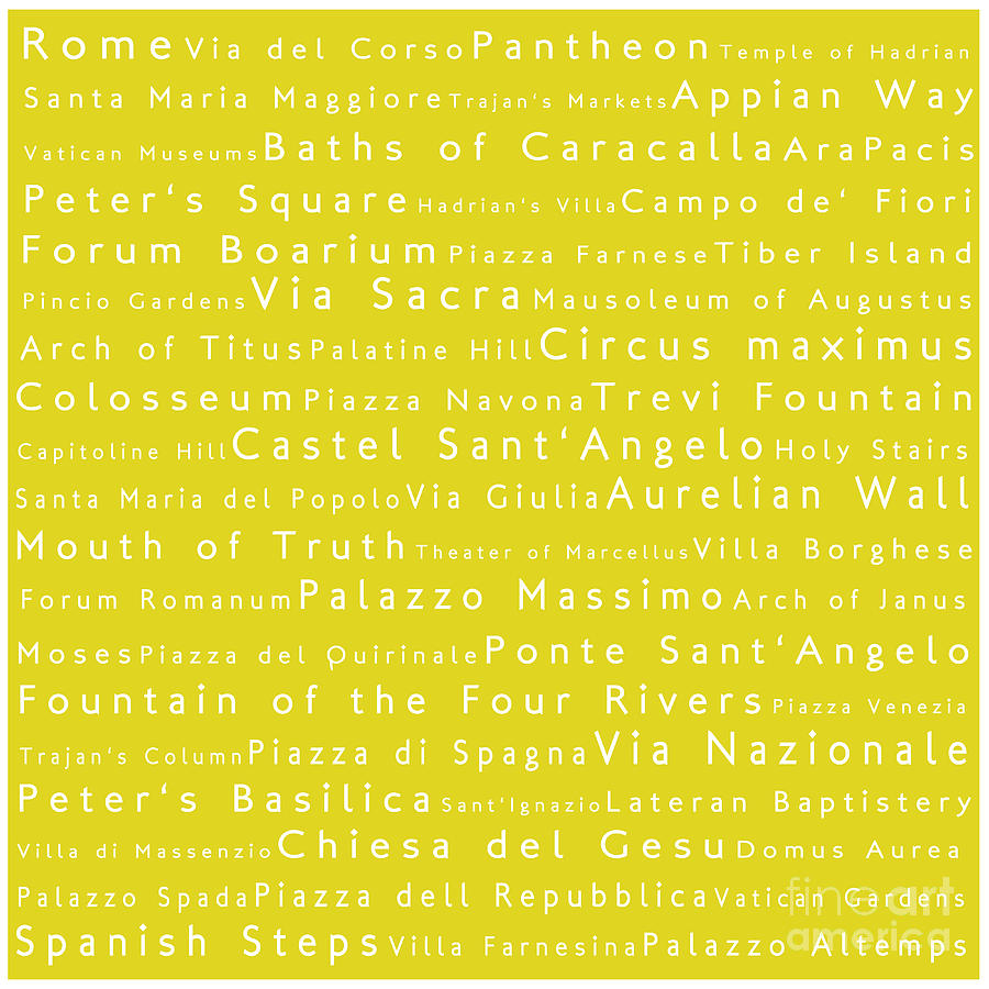 Rome in Words Yellow Photograph by Sabine Jacobs