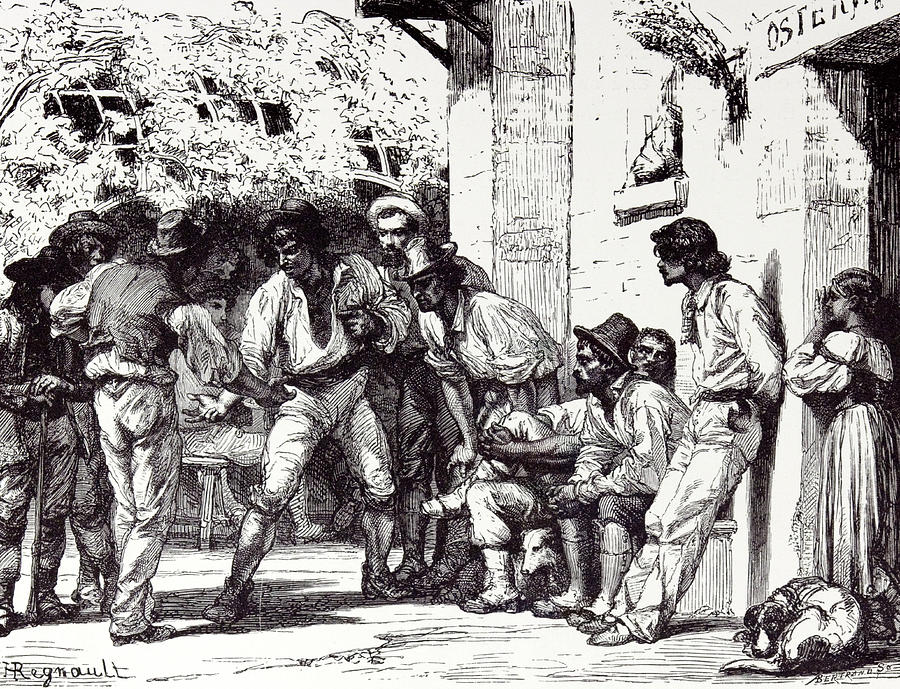 Rome Italy 1875 Romans Playing At Mora Drawing by Italian School - Fine ...