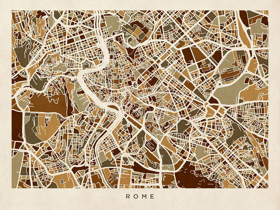 Rome Italy Street Map Digital Art by Michael Tompsett