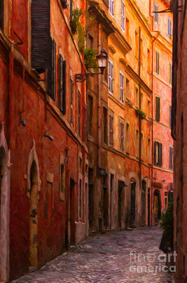 Rome Narrow Street Painting Digital Art