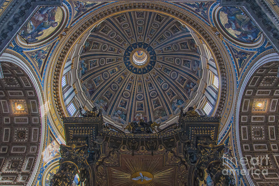 Rome Saint Peters Basilica Interior 01 Photograph by Antony McAulay