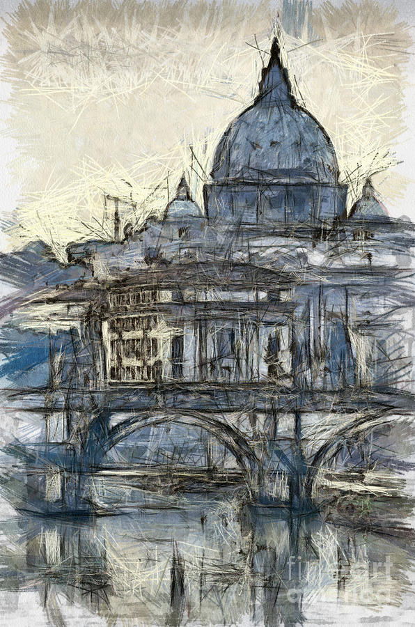 Rome Saint Peters Basilica Sketch Drawing