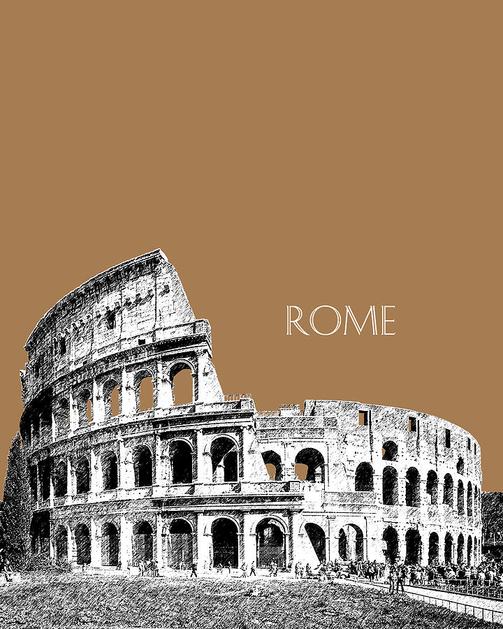 Rome Skyline The Coliseum - Brown Digital Art by DB Artist