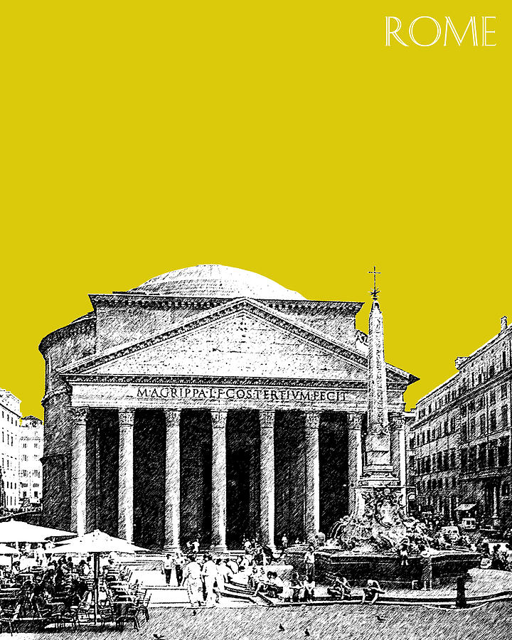 Rome Skyline The Pantheon - Mustard Digital Art by DB Artist