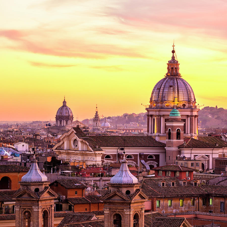Rome Skyline With Church Cupolas, Italy Photograph by Romaoslo