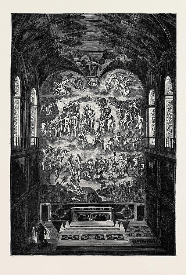 Rome The Last Judgment, In The Sistine Chapel Drawing by Italian School