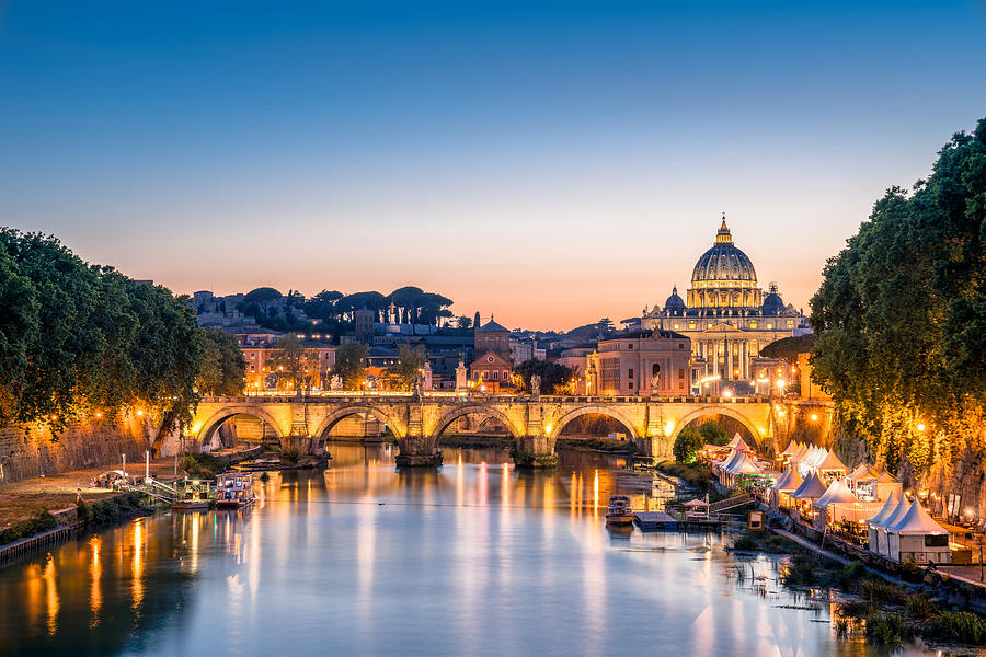 Rome Tiber and St Peters Basilica Vatican Italy Photograph by JaCZhou 2015