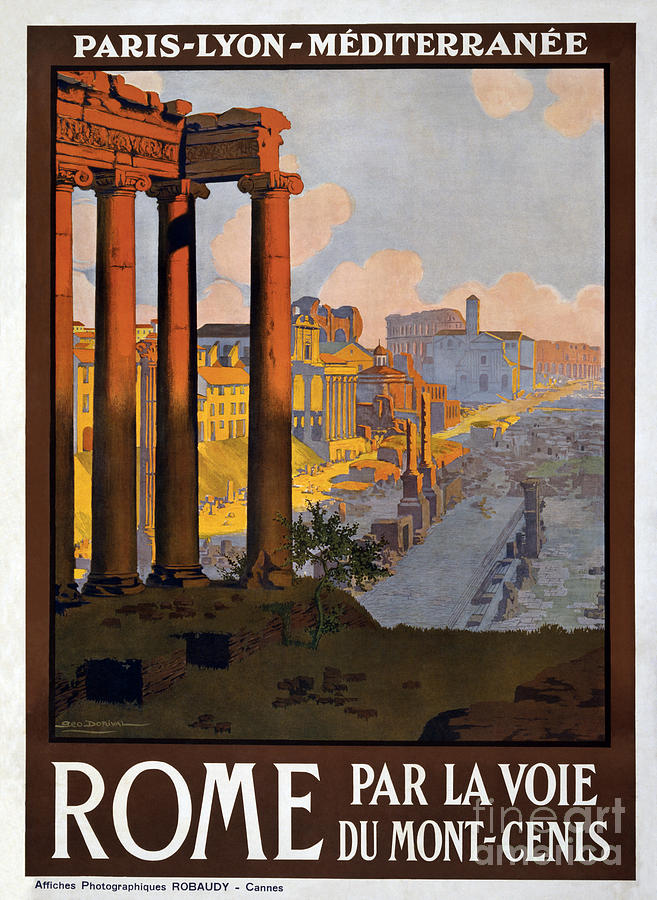 Rome Vintage Travel Poster Drawing by Jon Neidert