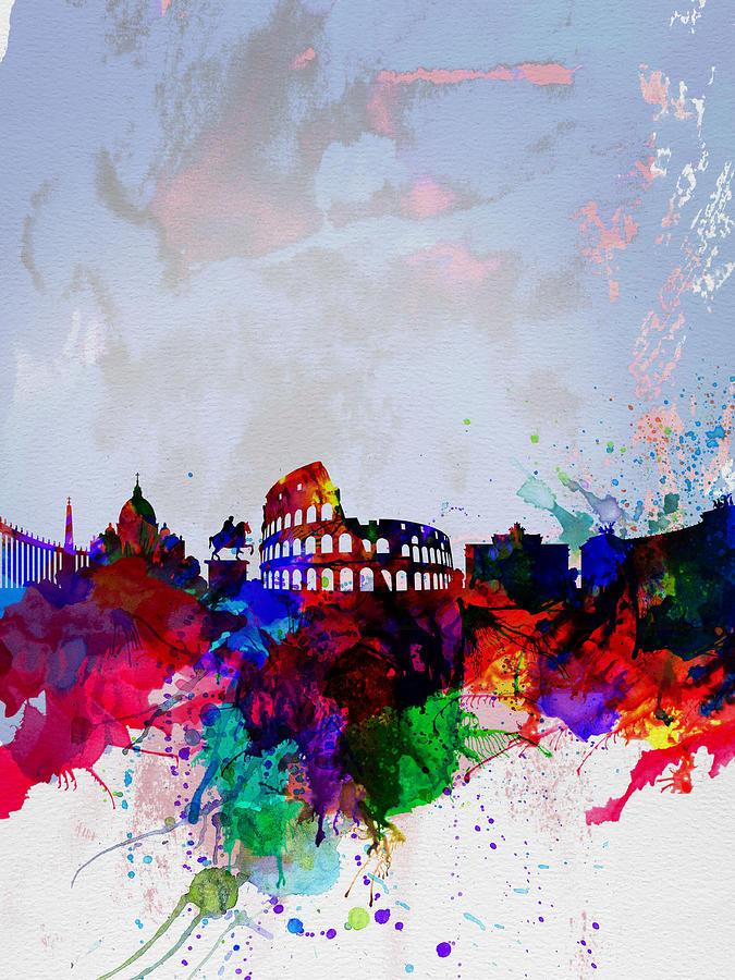 City Painting - Rome Watercolor Skyline by Naxart Studio