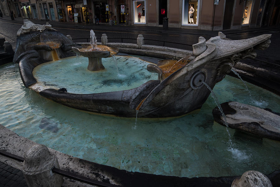 Romes Fabulous Fountains - Fontana della Barcaccia at the Spanish Steps  Photograph by Georgia Mizuleva
