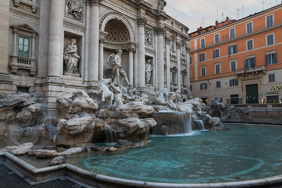 Romes Fabulous Fountains - Trevi Fountain No Tourists Photograph by Georgia Mizuleva